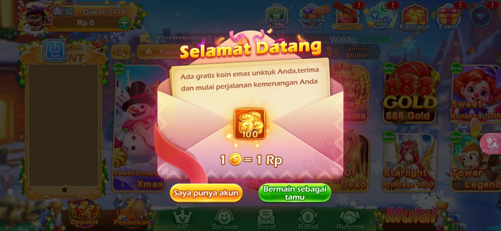 Dapatkan koin emas gratis di K3K3 2 4 1383 O untuk pengguna baru.