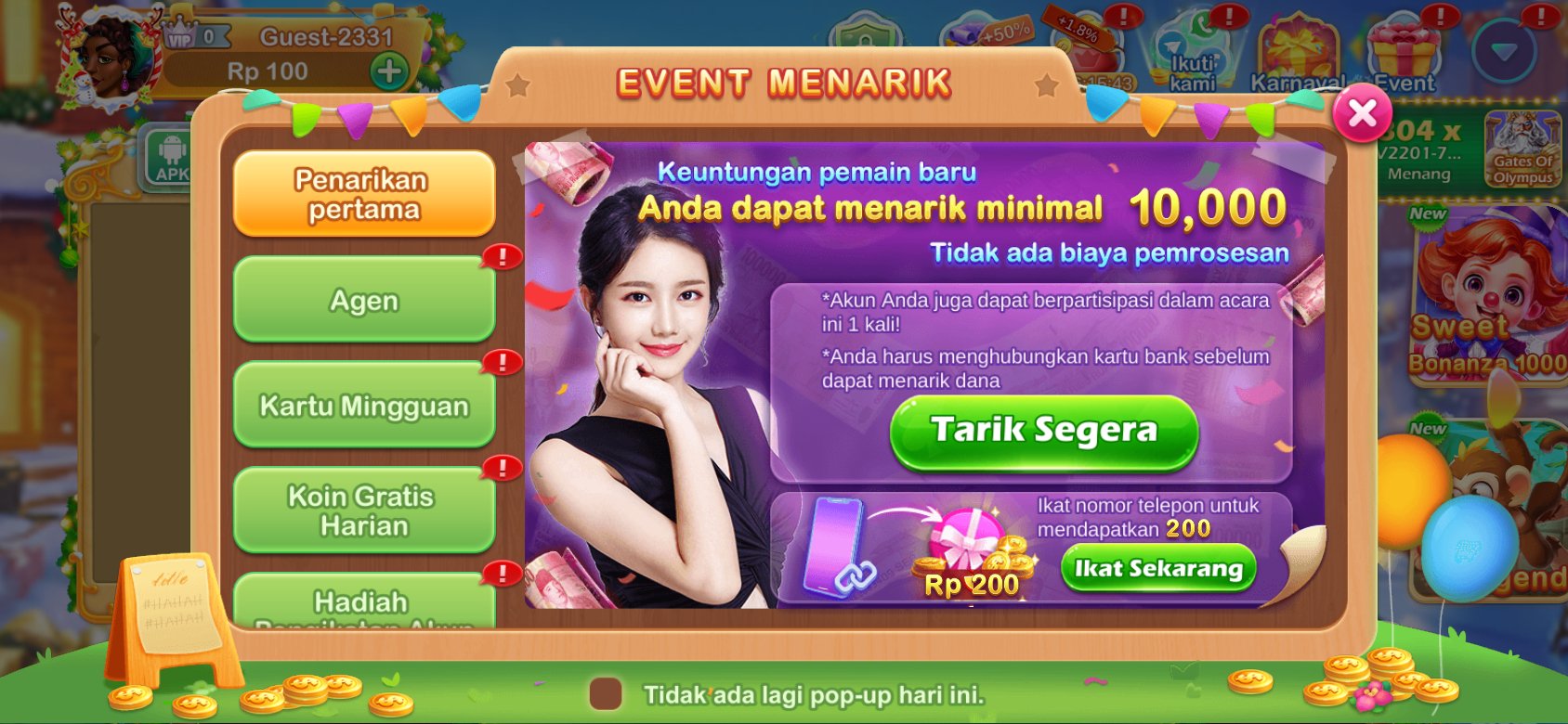 Penarikan cepat tanpa biaya di K3K3 2 4 1383 O untuk pemain baru.